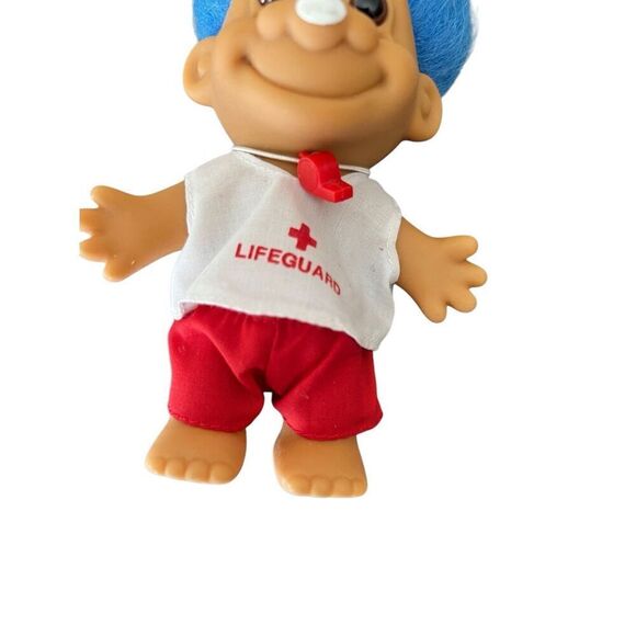 VINTAGE 90s Troll Doll Russ Life Guard Blue Hair - Picture 4 of 6